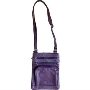 Purple organizer purse multiple pockets zip secure